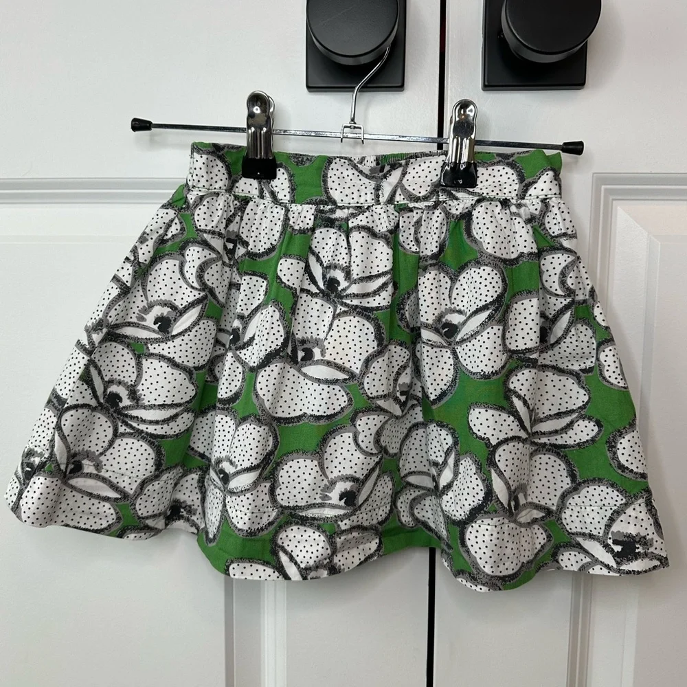 Janie and Jack Girls Spring Green Floral Dot Skirt 100% Cotton(Size 3)